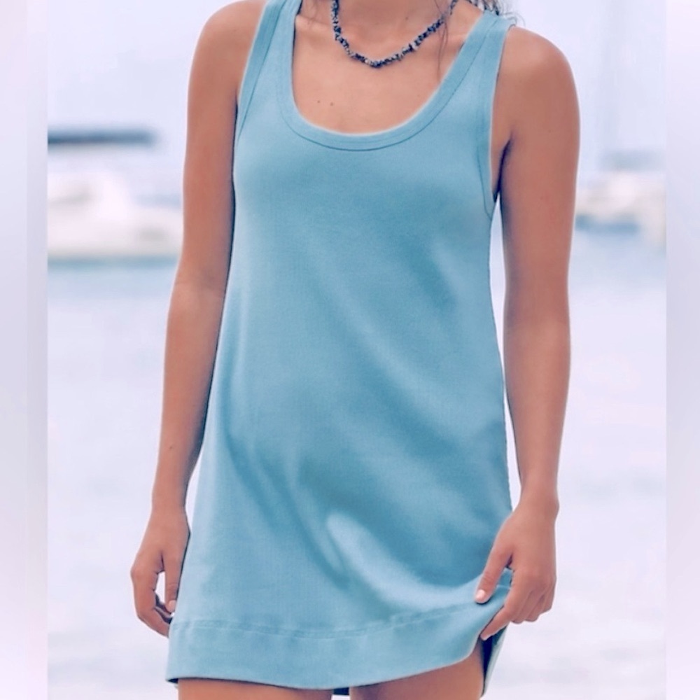 🍒NWOT Free People Beach Tracey Mini Dress. Blue. Size: XL